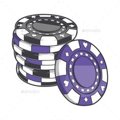 two stacks of casino chips and one stack of poker chips - miscellaneous objects / characters