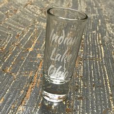 Tall Shot Glass Double Shooter Indian Lake Ohio Script