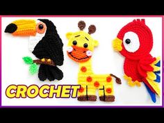 crochet animals and birds are shown in this video lesson for children to learn how to