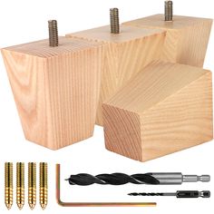 woodworking tools including drill bit and screwdriver