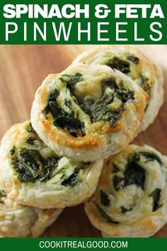 spinach and cheese muffins on a cutting board