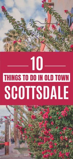 the words 10 things to do in old town scottsdale on top of a red sign