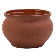 a brown clay pot is shown on a white background