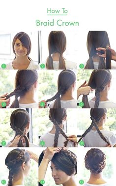 Hair Braid Crown Tutorial, Braid Crown Tutorial, Braid Crown, Braided Crown Hairstyles, How To Braid, Romantic Hairstyles, Fishtail Braid, Pinterest Hair, Peinados Fáciles Para Cabello Corto