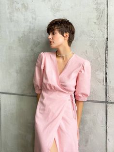 Linen wrap dress, puff sleeve dress, linen dress, linen casual dress, wrap dress, prarie dress, linen puff sleeve dress, womens linen dresses, women linen clothing, Flax Clothing, organic linen dress, simple linen dress, linen beach dress, loose linen dressMORE: https://www.etsy.com/shop/Linenburo?ref=seller-platform-mcnav<< Feminine Lantern Sleeve Dresses For Brunch, Pink Puff Sleeve Midi Dress For Brunch, Elegant Pink Puff Sleeve Dress For Brunch, Chic Puff Sleeve Bridesmaid Dresses, Chic Bridesmaid Dresses With Puff Sleeves, Pink Balloon Sleeve Dress For Brunch, Pink Midi Dress With Gathered Puff Sleeves, Feminine Balloon Sleeve Dress For Brunch, Spring Bridesmaid Dresses With Puff Sleeves