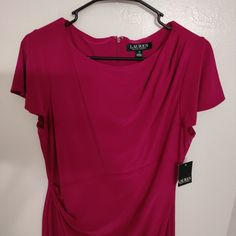 New Ralph Lauren Dress (Size 10) In Raspberry Pink. Please Message Me If More Information Is Required. Ralph Lauren Formal Midi Dress, Ruched Short Sleeve Dresses, Fitted Ralph Lauren Dress, Raspberry Pink, Ralph Lauren Dresses, Ralph Lauren Dress, More Information, Raspberry, Ralph Lauren