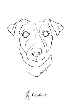 a drawing of a dog's face with the words papa giraffe on it