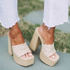 Greet The Summer Sunshine With These Natural Raffia Platform Heels! This Heeled Sandal Is Not Only Pretty On The Foot But Also Comfortable! Crafted With A Lightweight & Soft Raffia Texture And A Platform Espadrille Style,These Shoes Are A Statement Piece That Will Take Any Look From Ordinary To Extraordinary. These Shoes Will Keep You Looking Stylish And On-Trend All Season Long. Condition: Brand New Color: Natural Heel Height: 6" Approximately Platform: 2.25" Approximately Fits: True To Size (M Chic Natural Color Synthetic Heels, Cream Closed Toe Summer Heels, Summer Cream Closed Toe Heels, Cream Heels For Summer Day Out, Natural Color Block Heel Heels For Spring, Beige High Heels For Vacation, Cream Open Heel Vacation Heels, Natural High Heel Spring Heels, Cream Summer Heels For Vacation