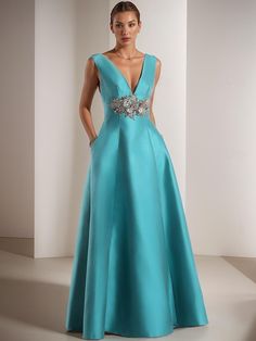 A-Line Prom Dresses Elegant Dress Formal Prom Floor Length Sleeveless V Neck Pocket Satin with Appliques 2024 2024 - $138.99 Cheap Prom Dresses Online, Celebrity Style Dresses, Prom Dresses Elegant, Cheap Evening Dresses, Dresses Formal Elegant, Mob Dresses, Evening Gowns Elegant, A Line Prom Dresses, Prom Dresses Online