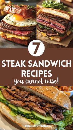 Indulge in the best steak sandwich recipes with these flavorful options! Whether you're craving a classic Philly steak sandwich or a Bulgogi-style grilled steak sandwich, this collection has something for every steak lover. Save this now and check out the blog for the complete list! Steak Burgers Recipe, Steak Sandwich Marinade, New York Strip Steak Recipes, Grilled Steak Sandwich, Best Steak Sandwich, Philly Steak Sandwich, Steak Lunch, Good Steak Recipes, Ways To Cook Steak