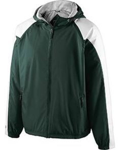 Adult Polyester Full Zip Hooded Homefield Jacket - DARK GREEN/ WHT - S | Holloway Adult Polyester Full Zip Hooded Homefield Jacket in Dark Green/White Size Small Unisex Jacket, Front Zipper, Raglan Sleeve, Orange Black, Motorcycle Jacket, Dark Green, Navy And White, Rain Jacket, White And Black