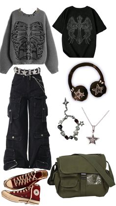 Comfy October Outfits, Grunge Brown Outfit, Grunge 1990s Style, Grunge Core Aesthetic Outfits, Girls Grunge Outfits, Grunge Clothes Girl, Slightly Emo Outfit, Creepy Core Outfits, Grunge Things To Buy