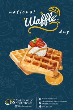 the national waffle day flyer is shown