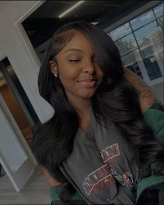 Deep Side Part Traditional Sew In, Leave Out Ideas, Sew In Hairstyles With Leave Out Color, See In Leave Out, Side Part See In With Leave Out, Black Sew In, Middle Part Leave Out, Side Part Leave Out, Sew In Black Women