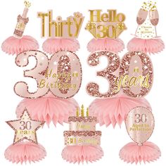 pink and gold 30th birthday decorations