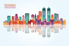 mumbai city skyline with reflection in the water, india stock photo - images and royalty illustrations