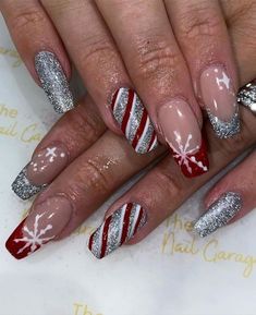 Christmas Nails Long, What Nails, Christmas Nails Glitter, Nail Designs Ideas