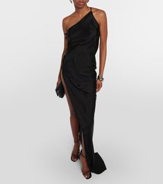 Taco maxi gown in black - Rick Owens | Mytheresa One Shoulder Ruched Gown For Gala, Floor-length Gown With Side Slits For Night Out, Ruched Floor-length One Shoulder Dress For Evening, Floor-length Ruched One Shoulder Dress For Evening, Ruched One-shoulder Floor-length Dress For Gala, Ruched One Shoulder Floor-length Dress For Gala, Ruched One Shoulder Floor-length Cocktail Dress, Chic One-shoulder Floor-length Dress For Gala, Chic One Shoulder Floor-length Dress For Gala