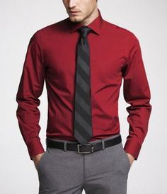 Shirt And Tie, Red Shirt Dress, Fashion Suits For Men, Sharp Dressed Man, Mens Formal, Gentleman Style, Red Shirt, Formal Outfit, Formal Shirts