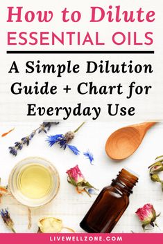 Take the guesswork out of how to dilute essential oils. This simple essential oil dilution guide shows you how to use essential oils topically, for face, hair and for beginners. You also get an essential oil dilution chart, with dilutions for kids, bath and more. Perfect for essential oil beginners. How To Dilute Essential Oils For Skin, Essential Oil For Beginners, How To Mix Essential Oils With Carrier, How To Dilute Essential Oils, How To Use Essential Oils For Beginners, How To Use Essential Oils, Arrowroot Recipes, Essential Oil Dilution Chart, Essential Oils Uses Chart