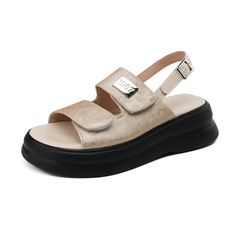 Color: 8062-3 2, Shoe Size: 36 Summer Slingback Slip-on Sandals With Buckle Closure, Beige Flat Synthetic Slingback Sandals, Beige Synthetic Sport Sandals For Summer, Closed Toe Platform Jelly Sandals For Summer, Trendy Beige Synthetic Slingback Sandals, Closed Toe Sport Sandals For Summer, Vacation Platform Slingback Sandals With Open Toe, Beige Round Toe Sport Sandals For Beach, Beige Sport Sandals With Cushioned Footbed For Summer