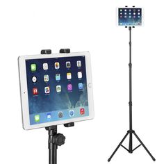 an ipad on a tripod next to a tablet