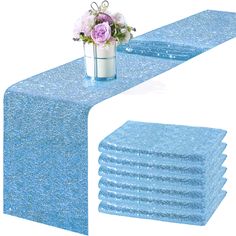 PRICES MAY VARY. Polyester You will get: the package comes with 6 pieces of table runner in lake blue, ample quantity can meet your different needs Reliable material: the sequin table runner is made of sequin and polyester material, reliable and soft, the sturdy construction makes the table runner durability, which can be washed by hand or machine, supporting for a long time use Size information: the glitter table runner is approx. 12 x 108 inches (W x L), a large size can decorate your table, y Winter Wonderland Christmas Party, Blue Winter Wedding, Gold Table Runners, Sequin Table Runner, Sequin Table, Winter Wedding Decorations, Gold Christmas Decorations, Party Table Cloth, Glitter Decor