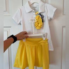 Sketchers Tennis Outfit Nwt Size 4. Set Comes With The Top, Skorts And Matching Scrunchie. Playful Yellow Fitted Sets, Playful Fitted Yellow Sets, Casual Yellow Stretchy Sets, Fitted Yellow Playful Sets, Casual Yellow Stretch Sets, Casual Fitted Yellow Sets, Girl Tennis Outfit, Tennis Outfit, Tennis Clothes