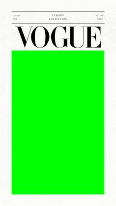 a green square with the word voge written in black on it's side