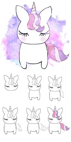 an image of a drawing of a unicorn with different shapes and colors on the face