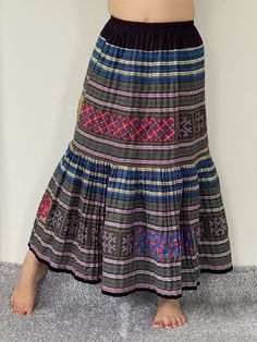 "Maxi Hmong elastic waist Skirt,Thailand Hmong Hill Tribe Maxi Skirt,Amazing Hilltribe skirts , made by Hilltribe fabric Maxi Hmong elastic waist Skirt, 100% cotton and Hilltribe Fabric Measurements - W 28-36\" - Hip 50\" - Total Length : 38\" ❤️ PAYMENT We accept payments via PayPal only. ❤️❤️ Delivery Time : USA only 2business days Canada: 2- 3 business days France: 2- 3 business days Germany 2- 3 business days North America: 2- 3 business days Europe: 2- 3 business days Australia, New Zealand Multicolor Long Skirt With Traditional Patterns, Traditional Skirt With Elastic Waistband For Spring, Bohemian Embroidered Flared Skirt, Traditional Multicolor Flowy Skirt, Bohemian Embroidered Tiered Skirt, Bohemian Multicolor Skirt With Traditional Patterns, Bohemian Multicolor Embroidered Skirt, Folk Style Long Lined Skirt, Multicolor Folk Skirt For Spring