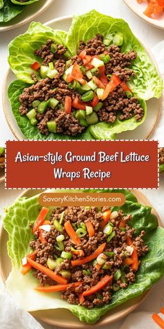 Enjoy a burst of flavor with these Asian-style Ground Beef Lettuce Wraps! Packed with seasoned ground beef and fresh herbs, this recipe is a fantastic addition to your collection of Ground Beef Recipes. Perfect for lunch or dinner, these wraps are both nutritious and deliciously satisfying! Ground Beef Lettuce Wrap Recipes, Ground Beef Lettuce Cups, Lettuce Wraps With Ground Beef, Hamburger Lettuce Wraps, Ground Beef Wraps, Lettuce Wraps Beef, Ground Beef Lettuce Wraps, Advocare Meals, Pregnancy Meals