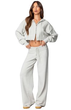 Love to lounge in these supersoft knit pants crafted with a comfy waist tie and relaxed straight legs. Elastic/drawstring waist 40% rayon, 40% polyester, 20% nylon Hand wash, dry flat Imported Comfy Sets Outfits, Sweat Set Women, Crop Zip Up Hoodie, Sweat Sets, Lab Rats, Cropped Zip Up, Comfy Sets, Nylon Pants, Sweat Set