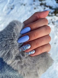 Winter Nail Colors 2023-2024 16 Ideas: Embrace the Season in Style - Fall Update Ideas Winter Wedding Nails, Unghie Sfumate, Nail Colors Winter, Blue Nail Polish, Blue Nail, Bride Nails, Short Acrylic Nails, Matte Nails