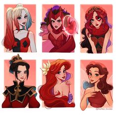 some disney princesses with different hair colors