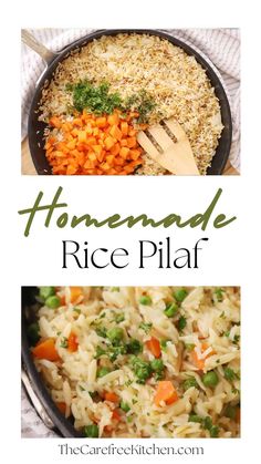 the recipe for homemade rice pilaf with carrots and parsley