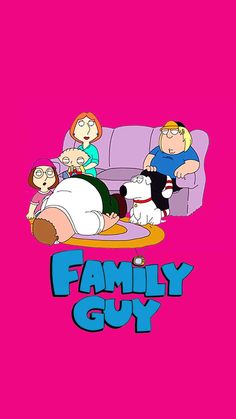 family guy on pink background with cartoon characters