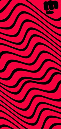 an abstract black and red background with wavy lines in the shape of waves on a pink background