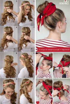 Hairstyles With Scarf, Cabelo Pin Up, 5 Minute Hairstyles, Quiff Hairstyles, Easy Summer Hairstyles, Beautiful Hairstyles