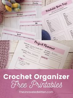 crochet organizer free printables with text overlay