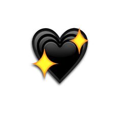 two black hearts with yellow stars in the middle and one heart shaped like an arrow