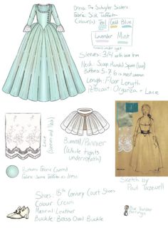 the dress pattern is shown with instructions to make it look like she's wearing a gown