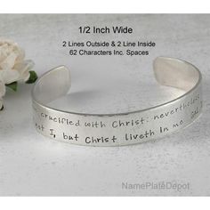 This item has endless possibilities. You can put your favorite saying, verse, quotes, roman numerals, inspirational words or family name. You can use it as an memory bracelet or the inspirational one. Now engrave in your handwriting.How to Personalize? Font - Angelina, Script or Typist? 1. Inscription for front/outside (each line 62 character incl. spaces) 2. Inscription for back/inside (each line 62 character incl. spaces) Adding design stamp-> Text (Design #49) Text (Design #50) Text e.g. O Meaningful Engraved Name Bracelet, Inspirational Engraved Name Bracelet, Inspirational Personalized Faith Name Bracelet, Inspirational Engraved Bangle Bracelets, Inspirational Engraved Bangle Bracelet, Inspirational Engraved Text Bracelets For Gifts, Inspirational Engraved Promise Bracelets, Inspirational Engraved Bracelets For Promise, Meaningful Engraved Bracelets For Promise