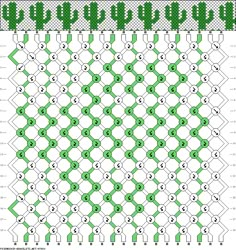 the pattern is shown in green and white, with numbers that are arranged on each side