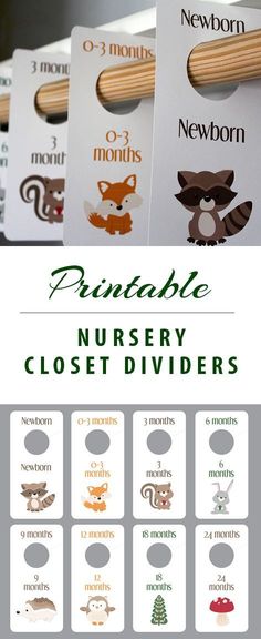 the printable nursery closet dividers are shown