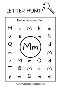 the letter hunt worksheet for kids to learn how to read and draw letters