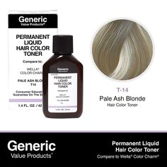 Wella Toner, Beige Blonde Hair, Purple Conditioner, Wella Color Charm, White Hair Color, Liquid Hair, Pale Blonde, Gold Blonde, Wella Color