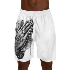 Luxury Men's Jogger Shorts featuring a unique Prayer Hands design. Made from 100% moisture wicking polyester, these lightweight shorts provide a comfortable fit with an elastic waistband and interior drawstring. Perfect for those who enjoy luxury activewear with a spiritual touch. Ideal for casual wear, yoga, running, and lounging. Great for gifting on Father's Day, birthdays, or any special occasion. Product features - 100% moisture wicking polyester - Lightweight material (2.2 oz/yd² (74.6 g/m Sport Streetwear, Hands Design, Prayer Hands, Luxury Activewear, Lightweight Shorts, Jogger Shorts, Mens Luxury, Mens Joggers, Exciting News