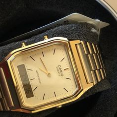 CASIO Waterproof Stainless Steel Strap Mens Gold Analog AQ-230GA-9D Men’s Casio Watch, Casio Gold Watch Men, Fancy Watches Men, 70s Mens Jewelry, Vintage Men’s Watches, Men’s Gold Watch, Casio Watch Mens, Gold Casio Watch, Golden Watch Men