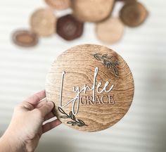 Mini wooden name sign- Perfect as a photo prop for a baby birth announcement, Newborn photo prop, etc.  Made with 1/8 Birch plywood. Each mini sign is around 8 inches. Hospital Name Sign, Hospital Signs, Announcement Sign